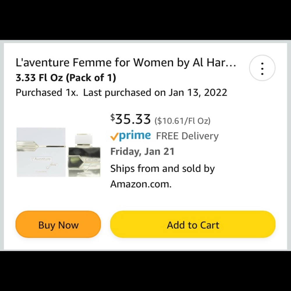 Al Haramain L'aventure Femme 3.33oz Women's Eau de Parfum.